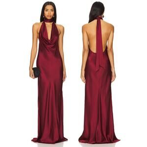 Stone Cold Fox x REVOLVE Amelia Gown Halter Satin Formal Elegant Evening Party M